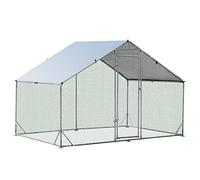 COSTWAY Large Chicken Run Coop, Galvanized Metal Walk-in Hen House with Waterproof & Sun-protective Cover, Poultry Shade Cage for Hens Rabbit Dogs Ducks (300 x 200 x 195 cm)