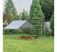COSTWAY Large Chicken Run Coop, Galvanized Metal Walk-in Hen House with Waterproof & Sun-protective Cover, Poultry Shade Cage for Hens Rabbit Dogs Ducks (400 x 300 x 195cm)
