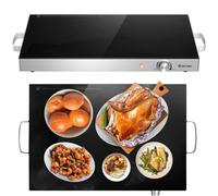 COSTWAY Large Food Warming Tray, Adjustable Temperature Electric Buffet Server Food Warmer with Cool-Touch Handle & Non-Slip Feet, Stainless Steel Dish Hot Plate for Table Countertop (64x38x6.5cm)