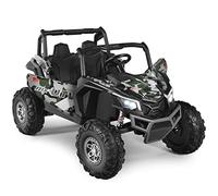 COSTWAY Large Kids Electric Ride On UTV, 2-Seater 12V Battery Powered Off-road Truck with Remote Control, LED Light, Music, MP3/USB/TF, Storage Box, 4 Spring Suspension Wheels Vehicle for Children