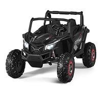 COSTWAY Large Kids Electric Ride On UTV, 2-Seater 12V Battery Powered Off-road Truck with Remote Control, LED Light, Music, MP3/USB/TF, Storage Box, 4 Spring Suspension Wheels Vehicle for Children