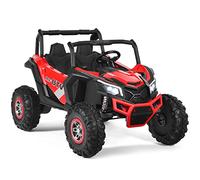COSTWAY Large Kids Electric Ride On UTV, 2-Seater 12V Battery Powered Off-road Truck with Remote Control, LED Light, Music, MP3/USB/TF, Storage Box, 4 Spring Suspension Wheels Vehicle for Children