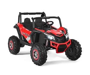 COSTWAY Large Kids Electric Ride On UTV, 2-Seater 12V Battery Powered Off-road Truck with Remote Control, LED Light, Music, MP3/USB/TF, Storage Box, 4 Spring Suspension Wheels Vehicle for Children