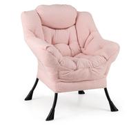 Costway Large Lazy Chair Sherpa Sofa Chair With Cozy Head Pillow Upholstered Accent Chair