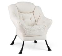 Costway Large Lazy Chair Sherpa Sofa Chair With Cozy Head Pillow Upholstered Accent Chair