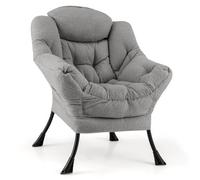 Costway Large Lazy Chair Sherpa Sofa Chair With Cozy Head Pillow Upholstered Accent Chair