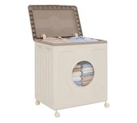 COSTWAY Laundry Basket on Wheels, 120L Rolling Laundry Hamper Sorter with Lid, Transparent Window & Built-in Handles, Plastic Dirty Clothes Cart Washing Bin Organizer for Bathroom Bedroom