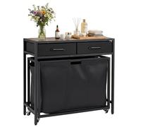 COSTWAY Laundry Basket with 3 Sections, Removable Fabric Drawers | 2 in 1 Rolling Laundry Hamper, Dirty Clothes Cabinet Bin Washing Basket Sorter Organiser for Bathroom Bedroom