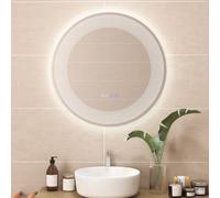 Costway LED Bathroom Mirror Wall-Mounted Vanity Makeup Mirror with 3-Color Dimmable Lights in Silver COSTWAY Silver