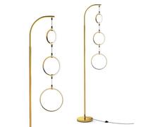 COSTWAY LED Floor Lamp, 3-Circle Dimmable Standing Lamps with 3 Color Temperature, Adjustable Brightness & Foot Pedal Switch, Modern Tall Reading Light for Living Room Bedroom Office