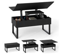 Costway Lift Top Coffee Table 3-in-1 Convertible Coffee Table Cocktail Table in Black COSTWAY Black