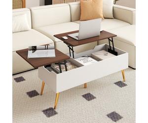 Costway Lift Top Coffee Table Modern Center Table With Metal Legs-Walnut