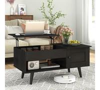 Costway Lift Top Coffee Table Pull up Coffee Table with Storage in Black COSTWAY Black