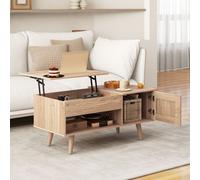 Costway Lift Top Coffee Table Pull up Coffee Table with Storage in Natural COSTWAY Natural
