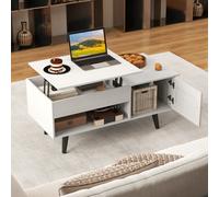 Costway Lift Top Coffee Table With Storage Flip Top Center Table W/ Cabinet-White