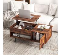 Costway Lift Top Coffee Table with Storage Flip Top Center Table with Cabinet in Brown COSTWAY Brown