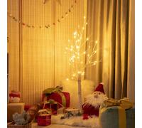 Costway Lighted Artificial Twig Birch Tree 4Ft White Birch Tree W/ 48 Led