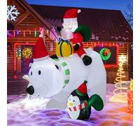 Costway Lighted Christmas Inflatables Decoration Inflatable Polar Bear & Santa & Penguin