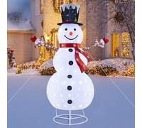COSTWAY Lighted Christmas Snowman, Pre-Lit Snowman Ornament Xmas Decoration with LED Lights, Christmas Holiday Decor for Home Garden Yard (with 180 Cold Lights, 6FT)