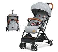 COSTWAY Lightweight Baby Stroller, One-Hand Foldable Infant Pushchair with 5-Point Harness, Adjustable Backrest/Footrest/Canopy, Compact Travel Buggy for 0-3 Years (Grey)