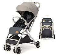 COSTWAY Lightweight Baby Stroller, One-Hand Foldable Infant Pushchair with 5-Point Harness, Adjustable Backrest/Footrest/Canopy, Compact Travel Buggy for 0-3 Years (Light Grey)