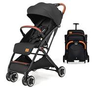 COSTWAY Lightweight Baby Stroller, One-Hand Foldable Infant Pushchair with 5-Point Harness, Adjustable Backrest/Footrest/Canopy, Compact Travel Buggy for 0-3 Years (Black)
