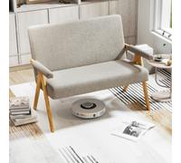 Costway Loveseat Sofa Chair Upholstered Sherpa Couch With Armrests-Grey