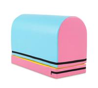 COSTWAY Mailbox Tumbling Mat, Gymnastics Vaulting Box with Carrying Handle, Premium PU Leather Tumbling Aid Trainer Vaulting Mat for 3-10 Year Old Kids in Homes Gyms Schools (Blue + Pink + Yellow)