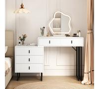 Costway Makeup Dressing Table W/ 3 Lighting Modes Modern Vanity Desk With Mirror-White