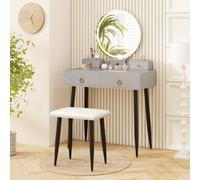 Costway Makeup Vanity Desk With Lighted Mirror Modern Dressing Table-Grey