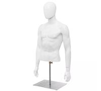 Costway Male Mannequin Half Body Manikin Adjustable Height Man Model w/ 360 Rotatable Arms &Head Torso Mannequin Body Display (123cm Male) in White COSTWAY White