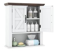Costway Medicine Cabinet with Doors Farmhouse Wall Mounted Bathroom Cabinet in White COSTWAY White