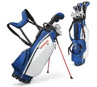 COSTWAY Men's Golf Clubs Package Set with Alloy Driver, 3# Fairway Wood, 4# Hybrid, 6-9# & P Irons, Putter and Stand Bag, Right Hand (Blue+White)