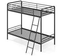 Costway Metal Bunk Bed Heavy Duty Single Over Single Bunk Bed W/ Ladder-Black