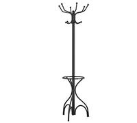 COSTWAY Metal Coat Rack, 12 Hooks Freestanding Clothes Hat Hanger Stand, Home Office Bedroom Entryway Storage Organiser Display Hall Tree, 190cm/200cm (Black, Triangular Base with Umbrella Stand)