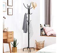 COSTWAY Metal Coat Rack, 12 Hooks Freestanding Clothes Hat Hanger Stand, Home Office Bedroom Entryway Storage Organiser Display Hall Tree, 190cm/200cm (Black, with 4-Legs Base)