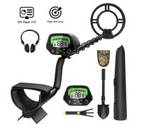 Costway Metal Detector Kit High Accuracy Metal Detector with Waterproof Coil Carrying Bag in Black COSTWAY Black