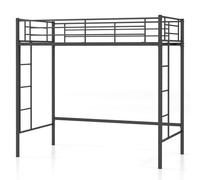 Costway Metal Loft Bed Space-saving Loft Bed Frame with 2 Ladders in Black COSTWAY Black