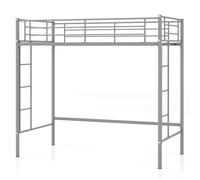 Costway Metal Loft Bed Space-saving Loft Bed Frame with 2 Ladders in Silver COSTWAY Silver