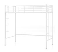 Costway Metal Loft Bed Space-saving Loft Bed Frame with 2 Ladders in White COSTWAY White