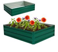 COSTWAY Metal Raised Garden Bed, Oval/Rectangular Elevated Planter Box Kit with Open Bottom, Indoor Outdoor Vegetable Fruit Flower Herb Growing Box (Rectangular, Green, 120 x 90 x 30cm)