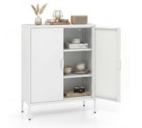 Costway Metal Storage Cabinet Buffet Sideboard w/2 Doors & Adjustable Shelves in White COSTWAY White