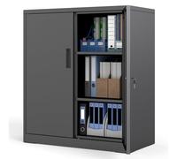 Costway Metal Storage Cabinet With 2 Lockable Doors Garage Tool Cabinet 80 X 40 X 91 Cm