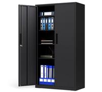 Costway Metal Storage Cabinet With 2 Lockable Doors Garage Tool Cabinet 90 X 45 X 180 Cm
