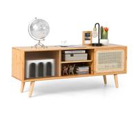 Costway Mid Century Modern Tv Stand For Tvs Up To 55" Bamboo Entertainment Center