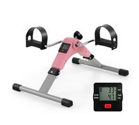 COSTWAY Mini Exercise Bike, Folding Under Desk Pedal Exerciser with LCD Screen Display and Adjustable Resistance, Leg Arm Fitness Equipment for Home Office Gym (Pink)