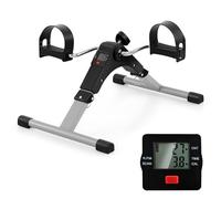COSTWAY Mini Exercise Bike, Folding Under Desk Pedal Exerciser with LCD Screen Display and Adjustable Resistance, Leg Arm Fitness Equipment for Home Office Gym (Black)