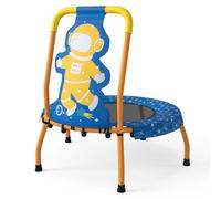 COSTWAY Mini Trampoline for Toddlers, Cute Children Exercise Rebounder with Foam Handle and Padded Safety Cover, Indoor Outdoor Kids Trampolines for 3-6 Years Boys Girls (Blue)