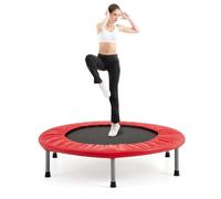 COSTWAY Mini Trampoline Set, 38" Foldable Fitness Bouncer with Padding & Springs Elastic Safe for Indoor Outdoor Exercise Workout, 150kg Weight Capacity (Red)