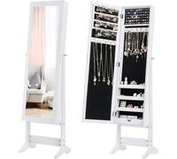 Costway Mirrored Jewelry Armoire with Full-Length Mirror and 3 Tilting Angles-White